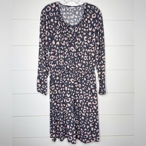 LULAROE Pink & Gray Leopard Long Sleeve Peasant Dress Women’s Size Medium